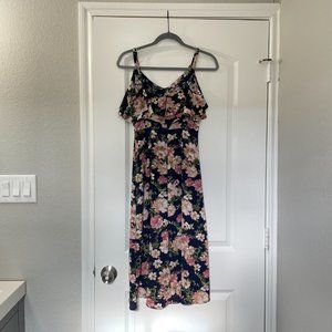 Spirit of Grace Navy Floral Midi Dress